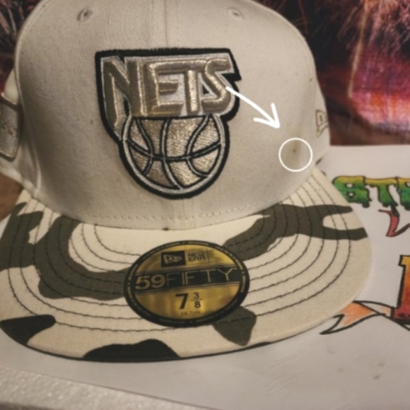 🏀🔥 NETS Hardwood Classics Basketball Camo New Era, 59Fifty, 7 3/8" 🔥🏀 - Picture 2 of 5